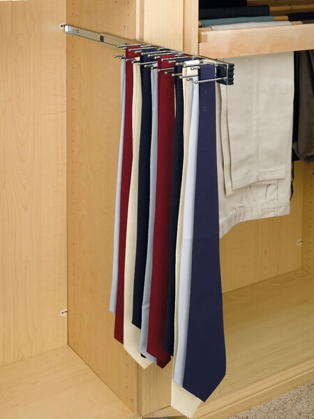 Rev-A-Shelf - 14" Chrome Tie Organizer Side Mount Pullout