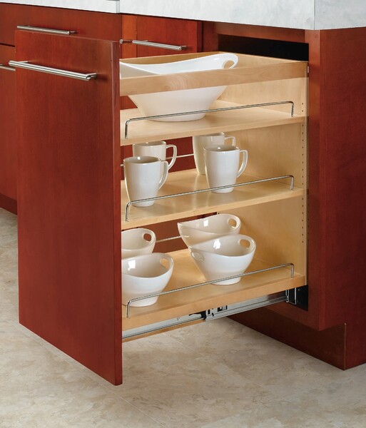 Rev-A-Shelf - 14" Maple Base Cabinet Pullout Organizer with Blumotion Soft-Close