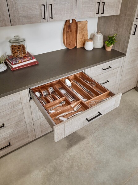 Rev-A-Shelf - 15-1/8" Walnut Cut-To-Size Insert Wood Cutlery Organizer for Drawers