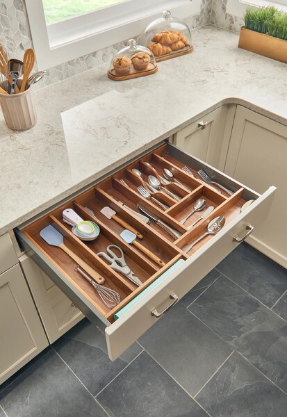 Rev-A-Shelf - 15-1/8" Walnut Cut-To-Size Insert Wood Utility Organizer for Drawers