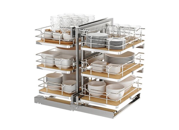 Rev-A-Shelf - 15" Maple Pullout Soft-Close Three-Tier Wire Solid Bottom Pull-Slide-Pull