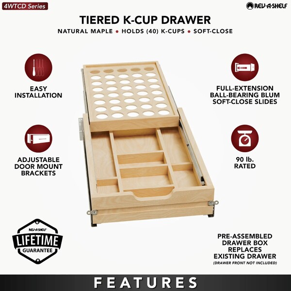 Rev-A-Shelf - 15" Opening - Complete System Two-Tier K-Cup Organizer