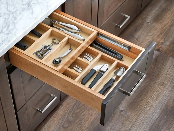 Rev-A-Shelf - 15" Opening - Complete System Two-Tier Soft-Close Cutlery Organizer