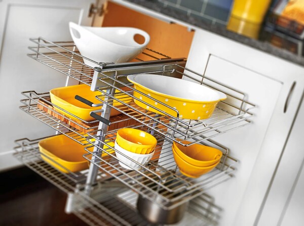Rev-A-Shelf - 15" Three-Tier Pullout Soft-Close Wire Pull-Slide-Pull