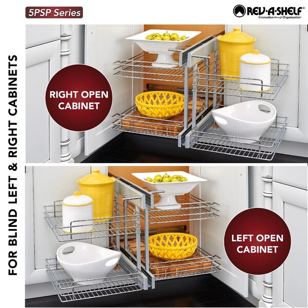 Rev-A-Shelf - 15" Two-Tier Pullout Soft-Close Wire Pull-Slide-Pull