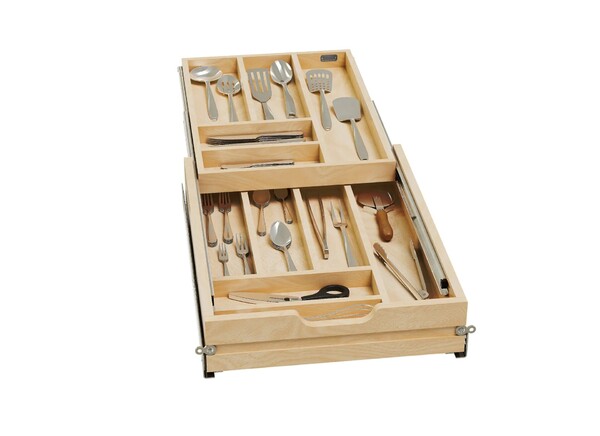 Rev-A-Shelf - 16-1/2" Opening - Complete System Two-Tier Cutlery Organizer