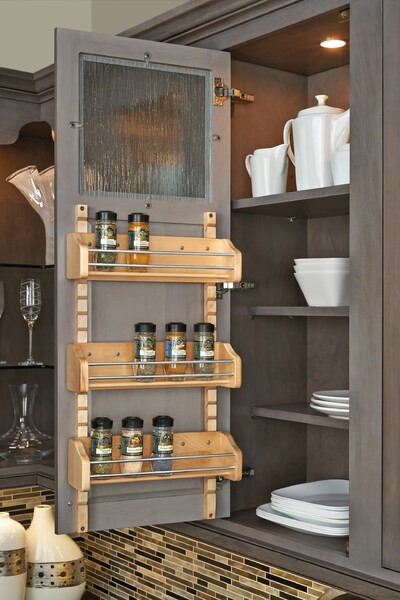 Rev-A-Shelf - 16-1/8" Maple Door Storage Adjustable Spice Rack Wall Accessories