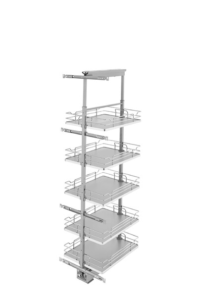 Rev-A-Shelf - 16" x 58-1/4" Gray/Chrome Pullout Solid Bottom