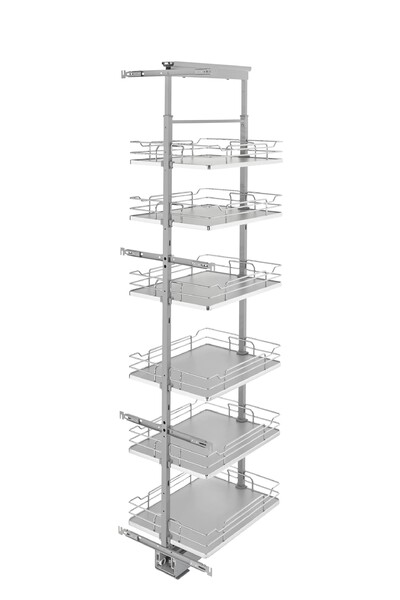 Rev-A-Shelf - 16" x 73-5/8" Gray/Chrome Pullout Solid Bottom