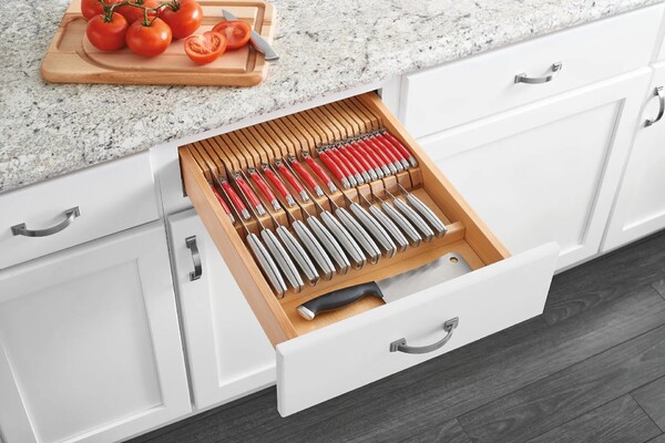 Rev-A-Shelf - 18 1/2" Maple Cut-To-Size Insert Wood Double Knife Block for Drawers