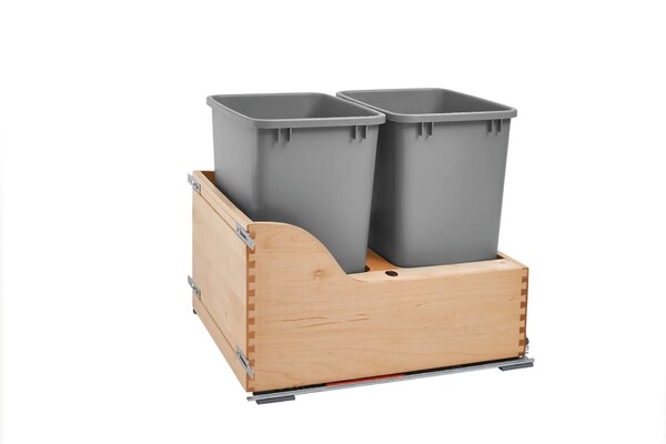 Rev-A-Shelf - 18" - Double 35qt Soft-Close w/ Blum Movento Slides Waste Containers