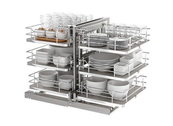 Rev-A-Shelf - 18" Gray Pullout Soft-Close Three-Tier Wire Solid Bottom Pull-Slide-Pull
