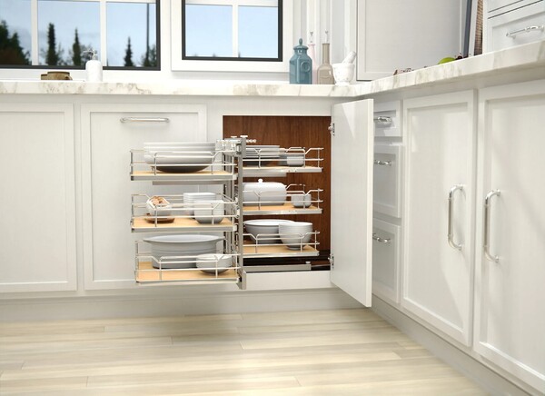 Rev-A-Shelf - 18" Maple Pullout Soft-Close Three-Tier Wire Solid Bottom Pull-Slide-Pull