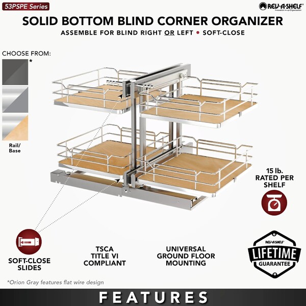 Rev-A-Shelf - 18" New Elite Maple Pullout Soft-Close Two-Tier Solid Bottom Pull-Slide-Pull