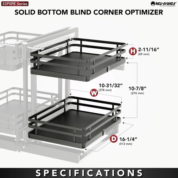 Rev-A-Shelf - 18" Orion Gray Pullout Soft-Close Two-Tier Wire Solid Bottom Pull-Slide-Pull