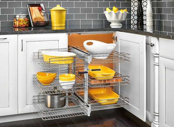 Rev-A-Shelf - 18" Three-Tier Pullout Soft-Close Wire Pull-Slide-Pull