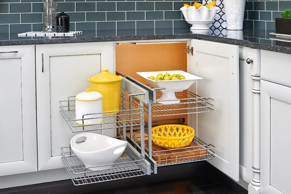 Rev-A-Shelf - 18" Two-Tier Pullout Soft-Close Wire Pull-Slide-Pull