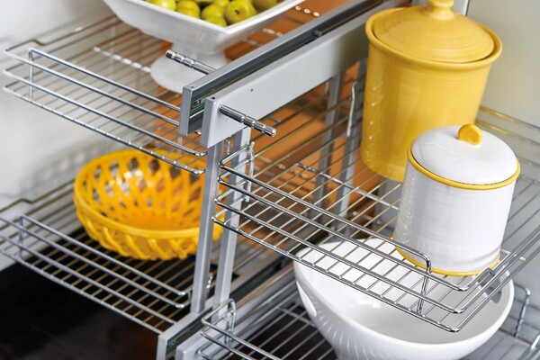 Rev-A-Shelf - 18" Two-Tier Pullout Soft-Close Wire Pull-Slide-Pull