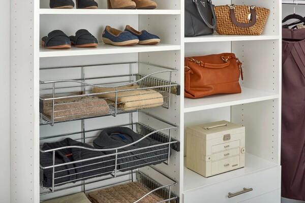 Rev-A-Shelf - 18"W x 16"D x 7"H - Chrome Wire Basket Pullout for Closet