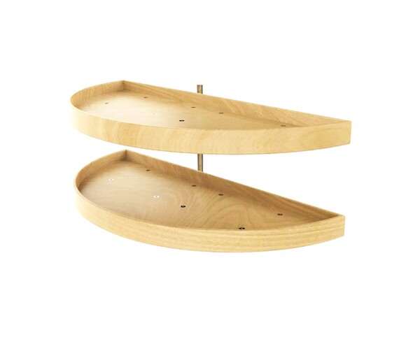 Rev-A-Shelf - 18" x 38" Lazy Susan Half-Moon Wood 2 Shelf (Pivot and Slide)