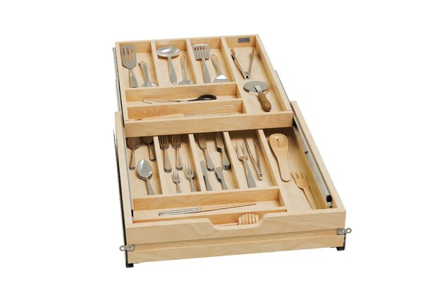Rev-A-Shelf - 19-1/2" Opening - Complete System Two-Tier Cutlery Organizer