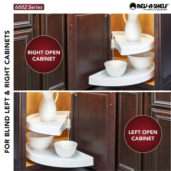 Rev-A-Shelf - 19-1/4" x 39" White Lazy Susan Half-Moon 2 Shelf (Pivot and Slide)