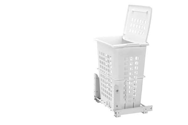 Rev-A-Shelf - 19-7/8" White Hamper Bottom Mount Wire with Polymer Bin/Lid with Door Mount Kit