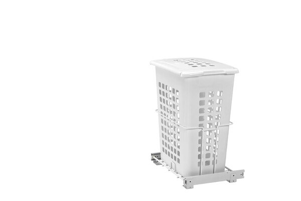 Rev-A-Shelf - 19-7/8" White Hamper Bottom Mount Wire with Polymer Bin/Lid