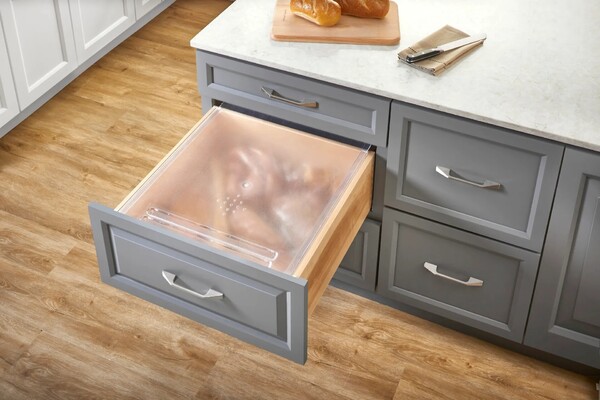 Rev-A-Shelf - 20-1/8" Clear Bread Drawer Kit w/Rails for Drawers