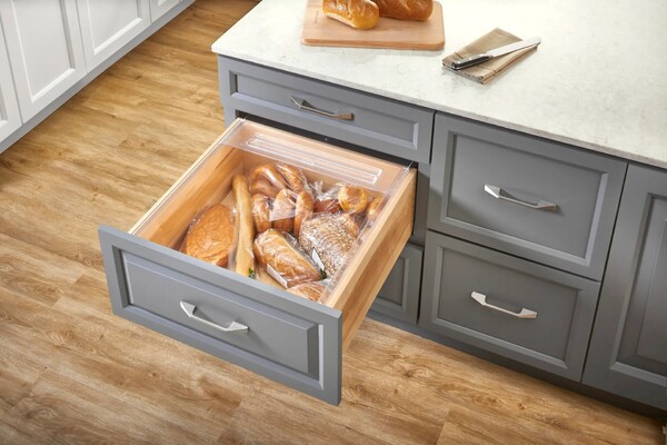 Rev-A-Shelf - 20-1/8" Clear Bread Drawer Kit w/Rails for Drawers