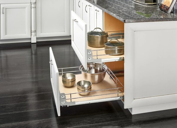 Rev-A-Shelf - 20-11/16" Maple Pullout Premiere Single Wire Solid Bottom Basket