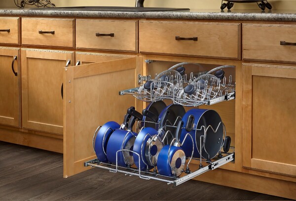 Rev-A-Shelf - 20-3/4" x 22" Base Cabinet Pullout 2 Tier Cookware Organizer with Soft-Close Slides