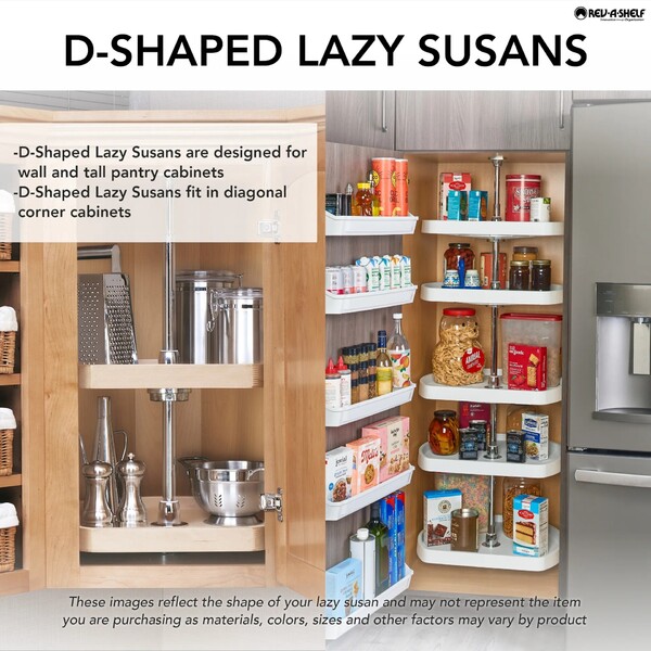 Rev-A-Shelf - 20" White D-Shape Polymer 3 Shelf Dependently Rotating
