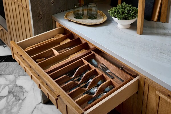 Rev-A-Shelf - 21-1/8" Walnut Cut-To-Size Insert Wood Utility Organizer for Drawers