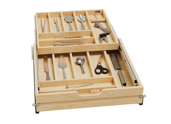 Rev-A-Shelf - 21" Opening - Complete System Two-Tier Soft-Close Cutlery Organizer