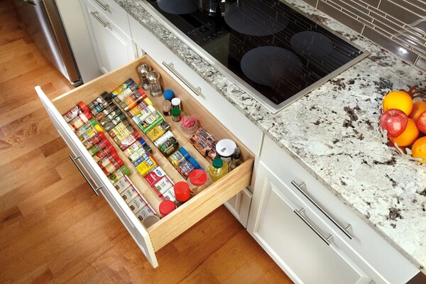 Rev-A-Shelf - 22" Maple Cut-To-Size Insert Wood Spice Organizer for Drawers