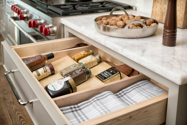 Rev-A-Shelf - 22" Maple Cut-To-Size Insert Wood Spice Organizer for Drawers