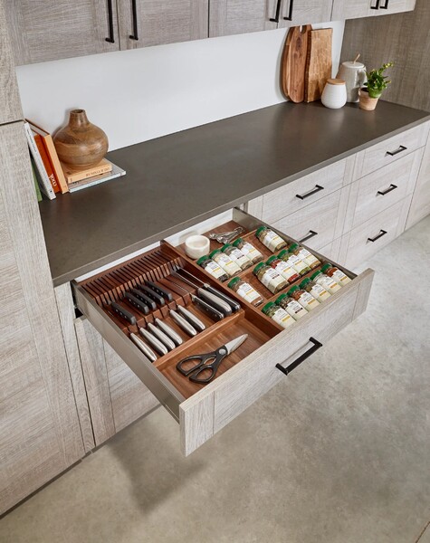 Rev-A-Shelf - 22" Walnut Cut-To-Size Insert Wood Spice Organizer for Drawers