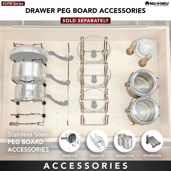 Rev-A-Shelf - 24" Maple Cut-To-Size Insert Peg System for Drawers