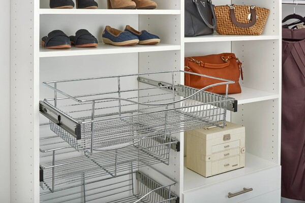 Rev-A-Shelf - 24"W x 12"D x 11"H - Chrome Wire Basket Pullout for Closet