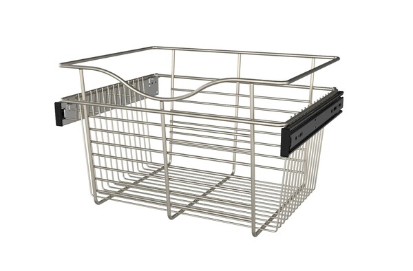Rev-A-Shelf - 24"W x 14"D x 11"H - Satin Nickel Wire Basket Pullout for Closet