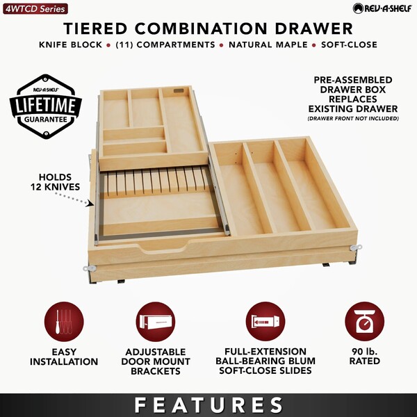 Rev-A-Shelf - 27" Opening - Complete System Tiered Combination Organizer