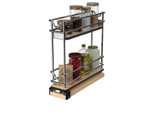 Rev-A-Shelf - 3" Two-Shelf Narrow Wire Wall Upright Pullout