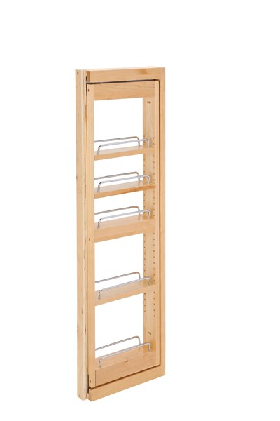Rev-A-Shelf - 3" x 39" Soft-Close Filler Pullout Organizer with Wood Adjustable Shelves Wall Accessories