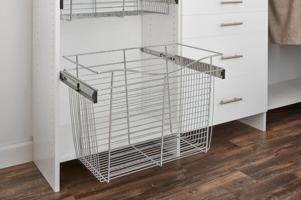 Rev-A-Shelf - 30"W x 14"D x 18"H - Satin Nickel Wire Basket Pullout for Closet