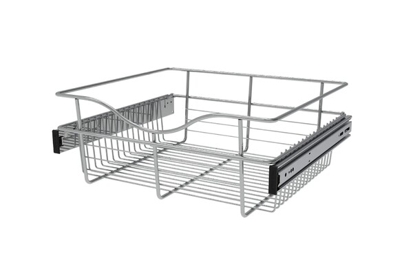 Rev-A-Shelf - 30"W x 14"D x 7"H - Satin Nickel Wire Basket Pullout for Closet