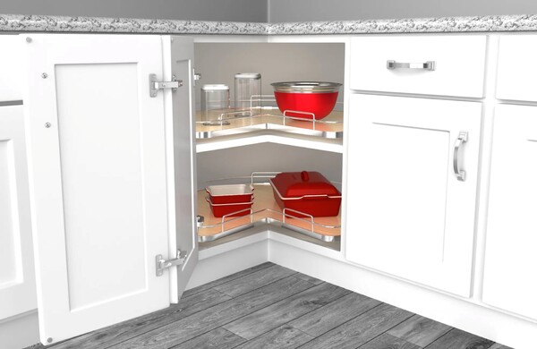 Rev-A-Shelf - 32" Maple Kidney Shape Solid Bottom Single Shelf (w/Bearing and Stop)