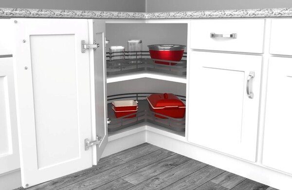Rev-A-Shelf - 32" Orion Gray Kidney Shape Solid Bottom Single Shelf (w/Bearing and Stop)