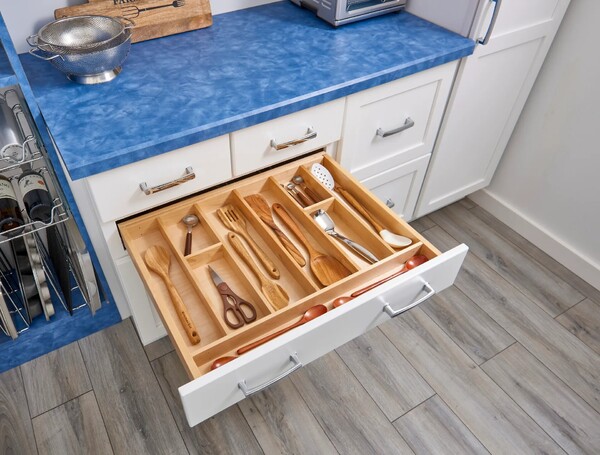 Rev-A-Shelf - 33 1/8" Maple Cut-To-Size Insert Wood Utility Organizer for Drawers