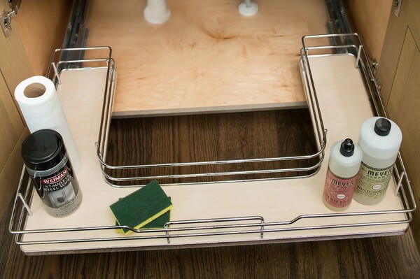 Rev-A-Shelf - 33" Maple Undersink Pullout U-Shape Basket w/ Soft-Close